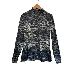 Nike Dri-FIT Half Zip Pullover Top Gray Black‎ Abstract Athletic Activewear Med